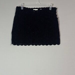 DÔEN Heirloom Black Crochet Floral Mini Skirt – Size Unknown (See Measurements)